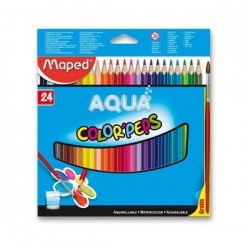 Ξυλομπογίες Ακουαρέλλας Maped Aqua Color Peps 24 Χρώματα με Πινέλο (836013)