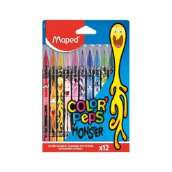 Maped Color Peps Monster Μαρκαδόροι 12 Χρώματα Washable (845400)