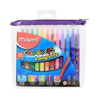 Maped Color Peps Longlife Σχολικοί Μαρκαδόροι Λεπτή Μύτη 12 Χρώματα (Washable)